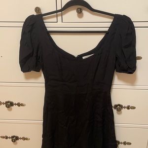 & other stories black mini dress puff sleeve scoop neck.